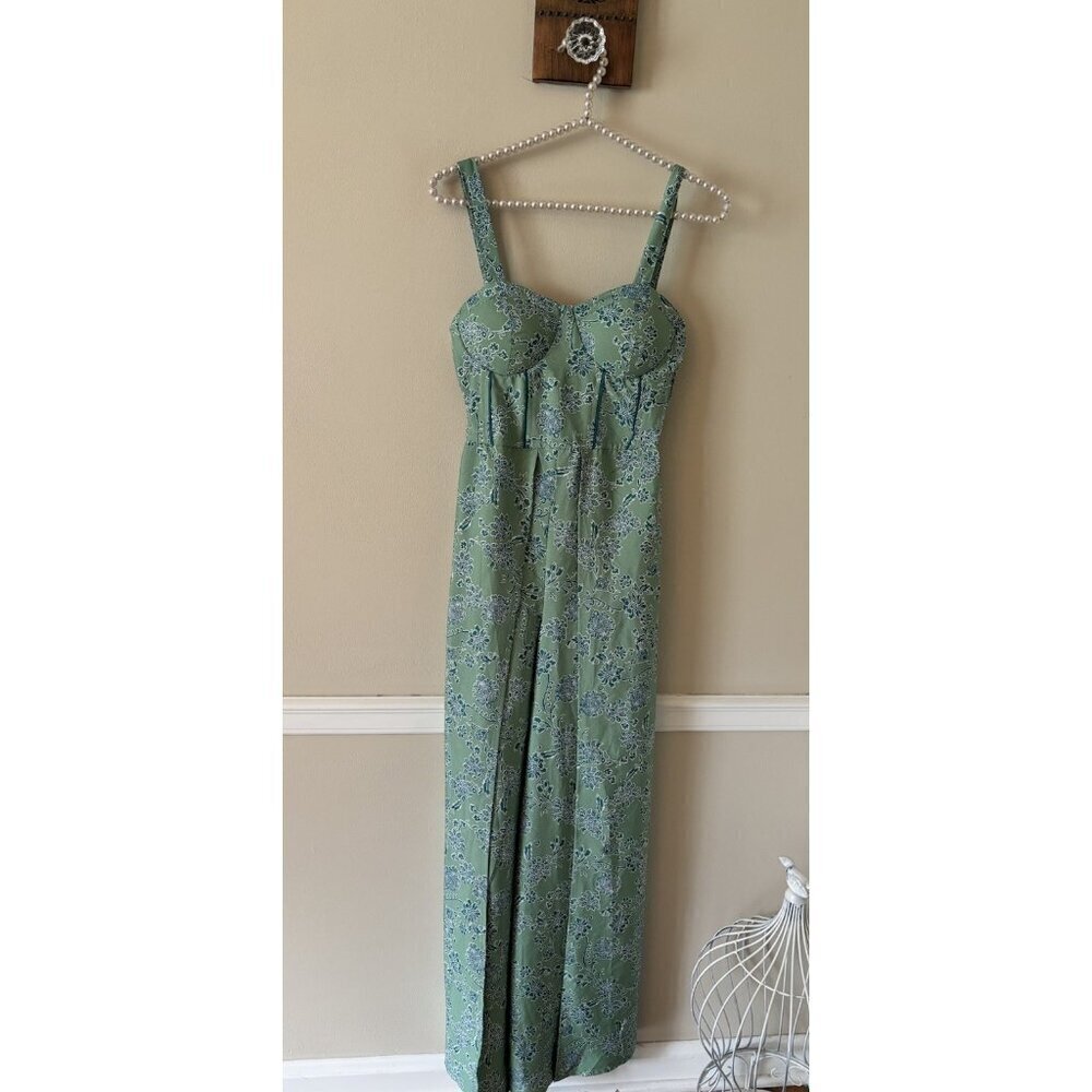 NWT Band Of The Free Size XS Green Floral Romper Sleeveless Molded Cups